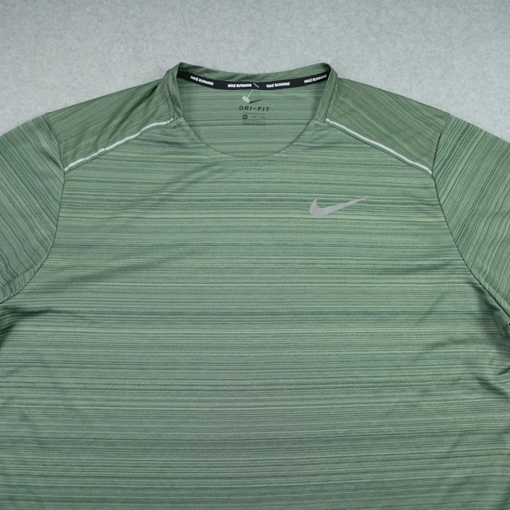 Nike T Shirt Mens 2XL Green Dri-Fit Miler Running Short Sleeve